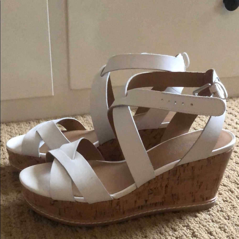 White Franco Sarto wedges